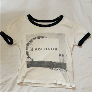 Hollister white and black crop top